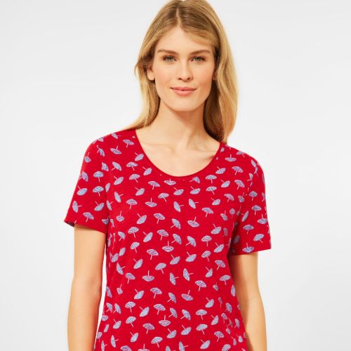 Cecil Print Top In Navy & Red