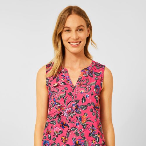 Cecil Coral Print Sleeveless Top