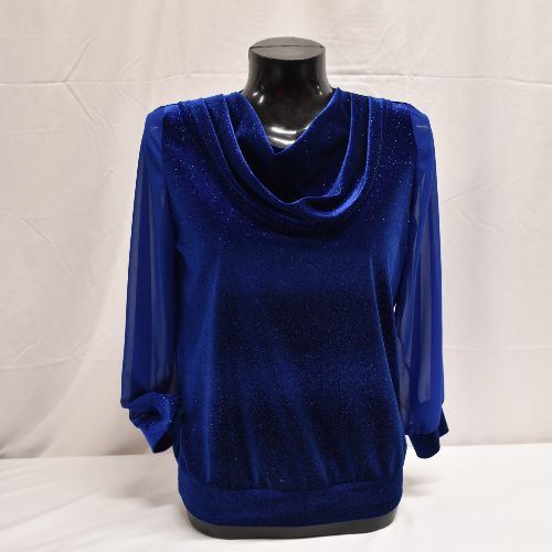 YEW Royal Blue Cowl Neck Top