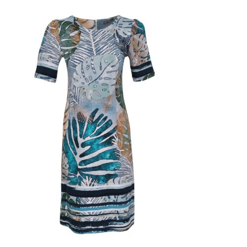 Dolcezza Tropical Blue Print Dress