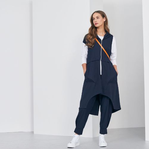 NAYA Navy Jersey Gilet With Contrast Sections