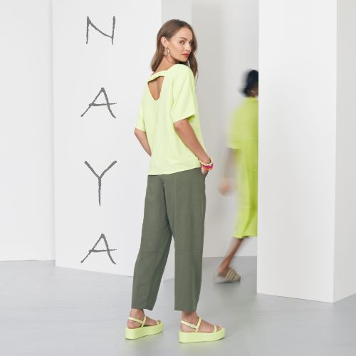 NAYA Khaki Linen Mix Trousers