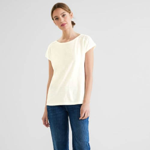 Street One White Top With Lace Shoulder