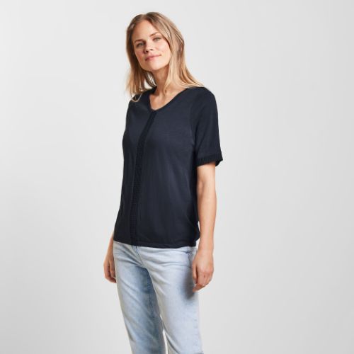 Cecil Navy T-shirt With Lace Detail