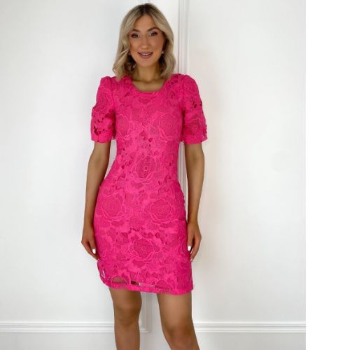 Pink Dress With Lace Overlay