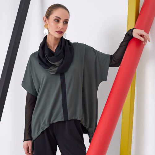 NAYA Forest Green And Black Loop Scarf