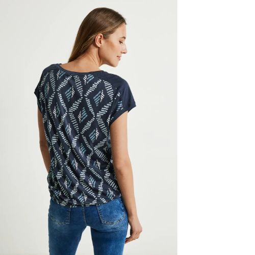 Cecil adriatic blue rhombus print t-shirt - Magees Fashion Shop