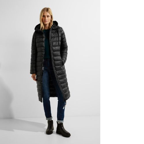 Cecil black long quilted coat Fashion Shop Magees 