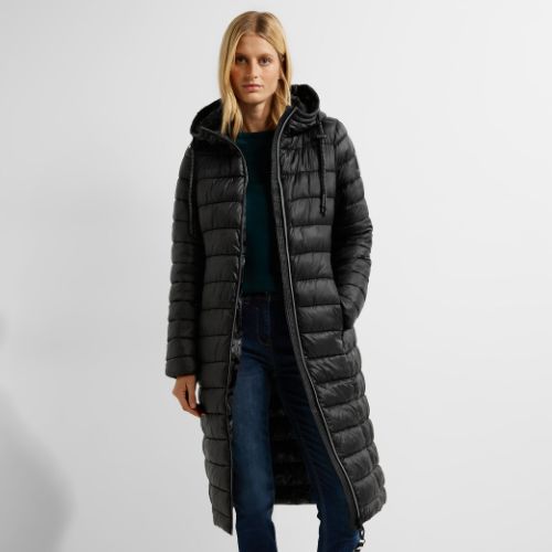 Cecil Black Long Quilted Coat