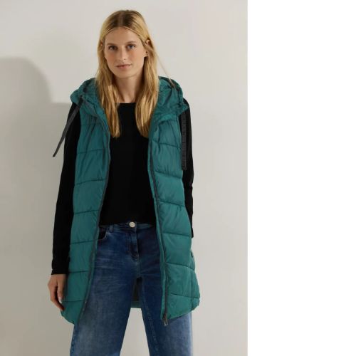 Cecil long-cut forest green quilted gilet (XL only) - Magees Fashion Shop