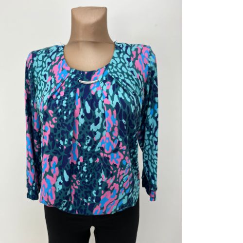 YEW Teal & Pink Print Top