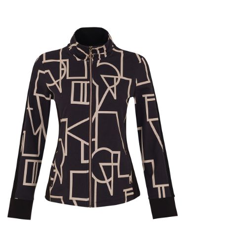 Dolcezza Black & Beige Geometric Print Jacket