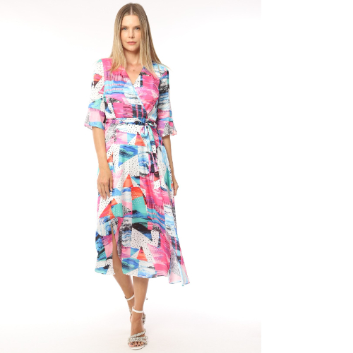 Ella Boo Print Dress With Cross Over Effect