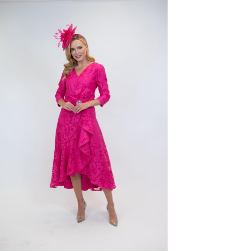 Cassandra Pink Jacquard Dress