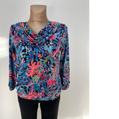 YEW Blue & Pink Print Top