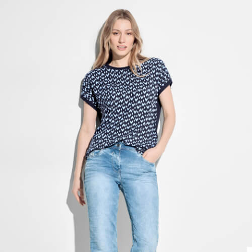 Cecil Universal Blue Material Mix Top