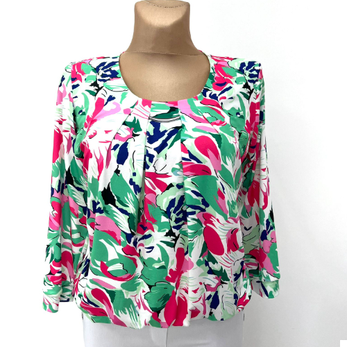 YEW Pink And Green Print Top