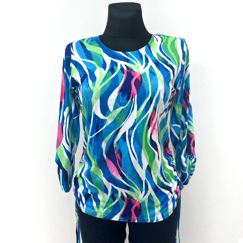 YEW Blue, Green Pink & White Print Top