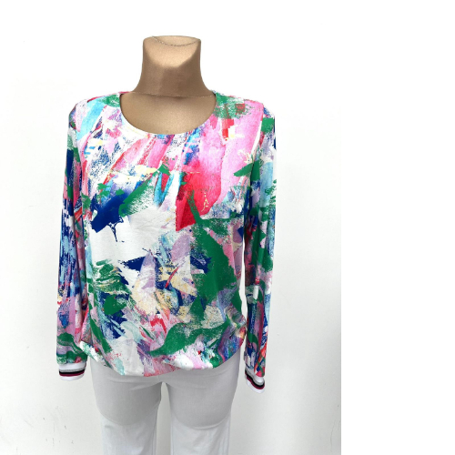 YEW Green & Pink Print Top