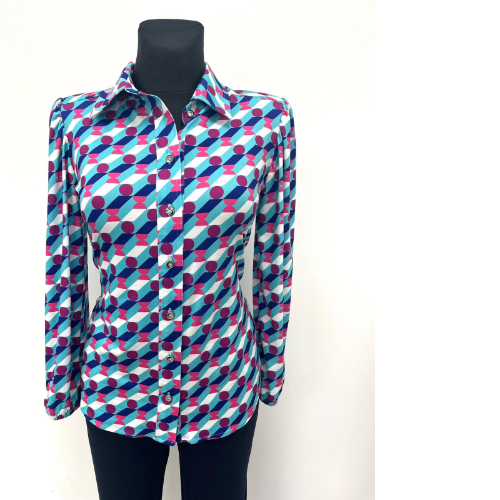 YEW Turquoise And Fuchsia Blouse