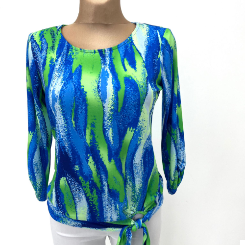 YEW Royal And Green Print Top