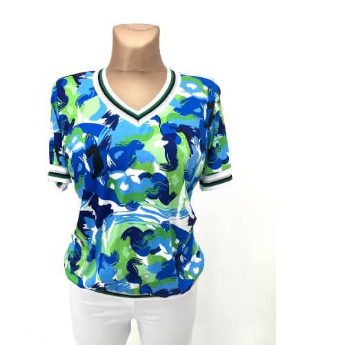 YEW Royal Blue And Green Top