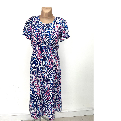 YEW Milano Navy Print Dress