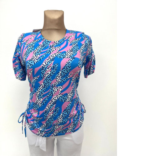 YEW Blue And Pink Print Top