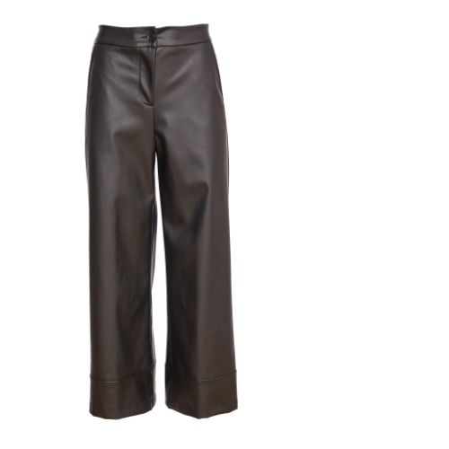 NAYA Wide Leg Zip Waist Leatherette Trouser