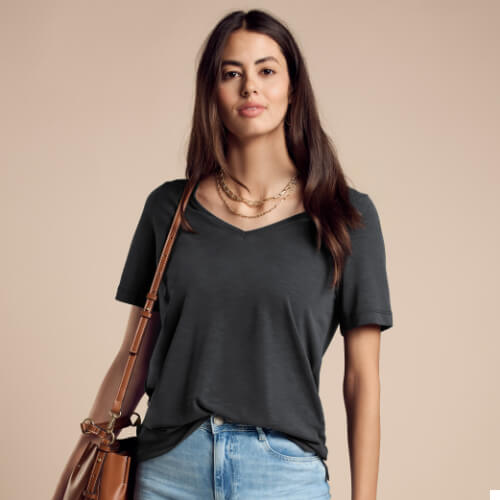 Street One Black Silk Look Top