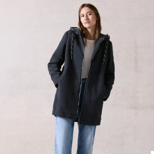 Cecil Navy Wool Look Coat