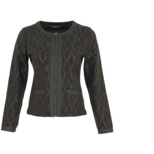 Dolcezza Wavy Print Faux Leather Trim Jacket