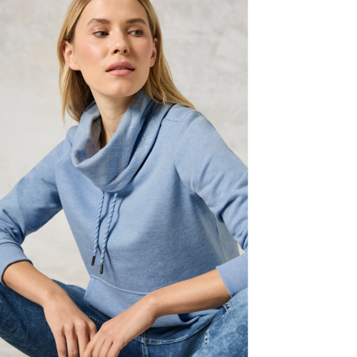 Cecil Blue Sweatshirt With Shawl Collar