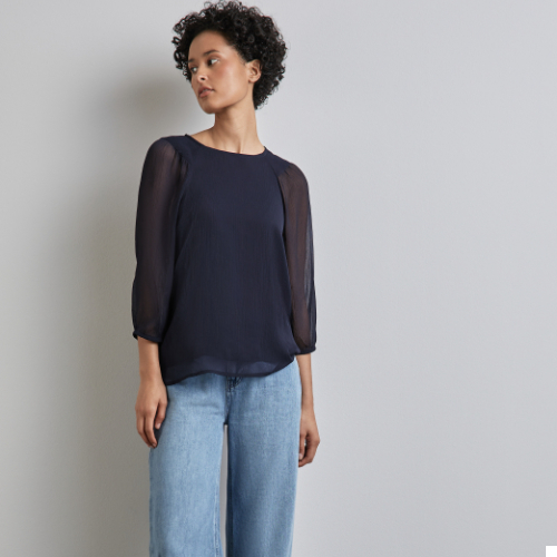 StreetOne Navy Chiffon Top