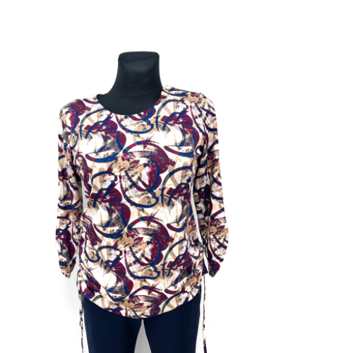 Yew Plum & Beige Print Top