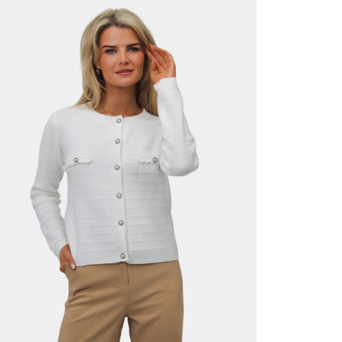 Kate & Pippa Off White Zuki Buttoned Knit Jacket