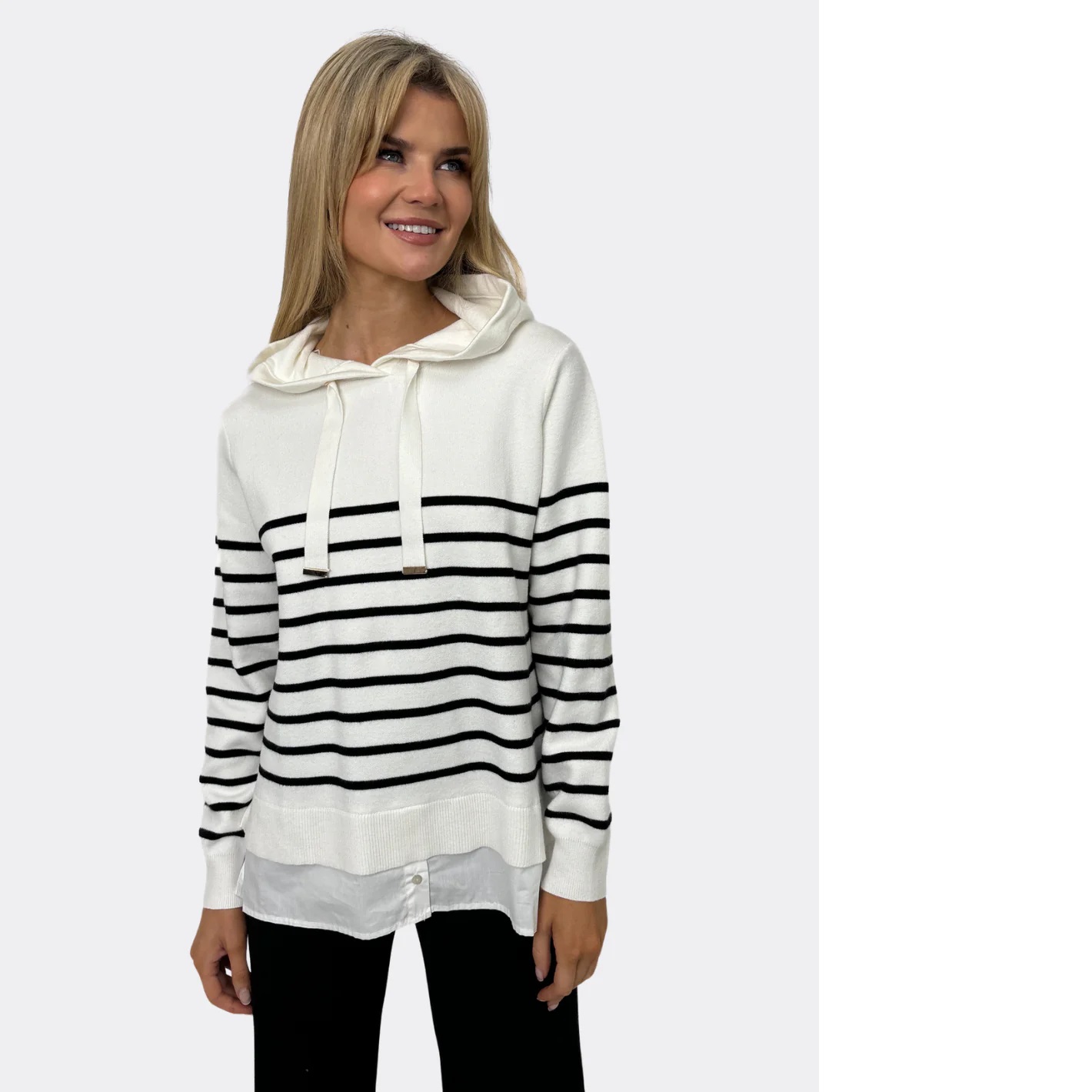 Kate & Pippa Sam White & Black Striped Jumper