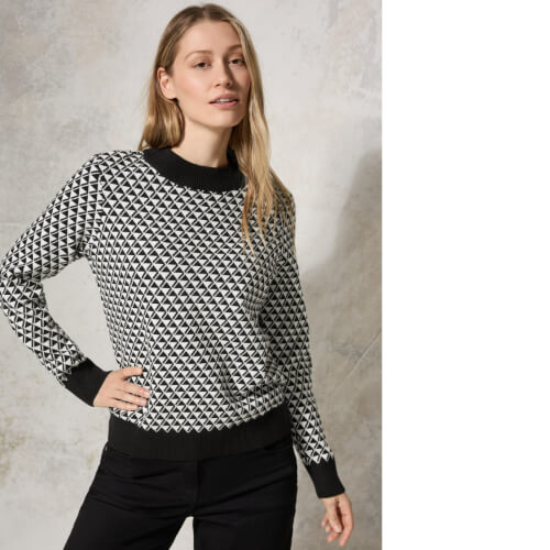 Cecil Black Geometric Knit