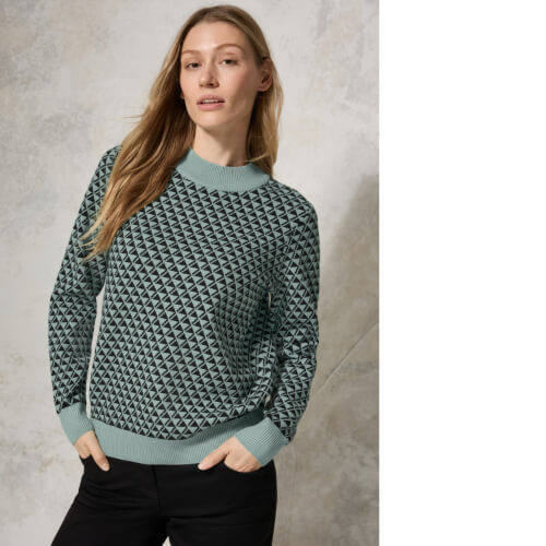 Cecil Glazed Green Geometric Knit