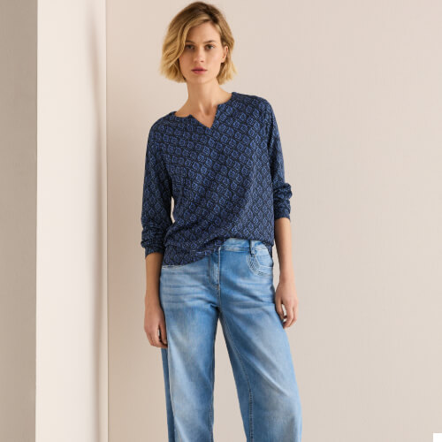 Cecil Blue Print Top