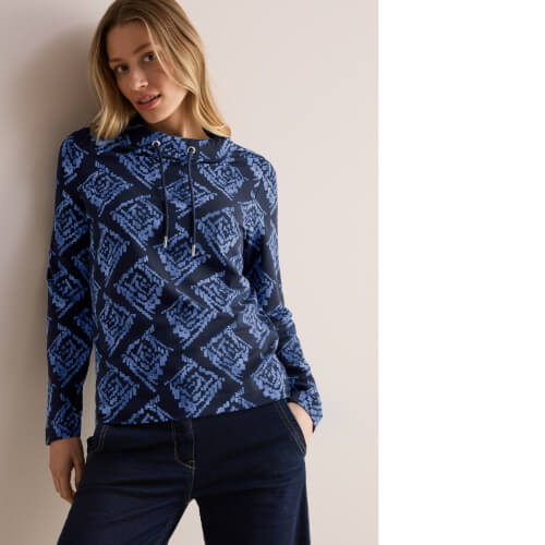 Cecil Blue Funnel Neck Top