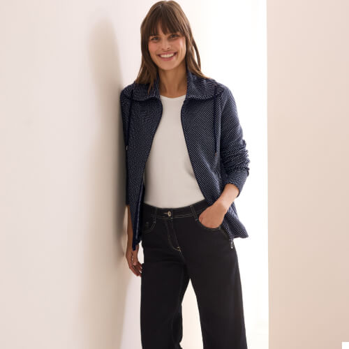 Cecil Navy Two-tone Ottoman Jacket