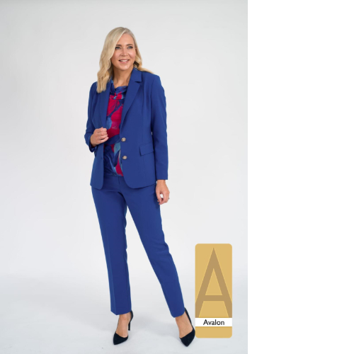 Avalon Trouser Suit (Royal Blue & Black)