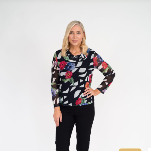 Avalon Black Print Top