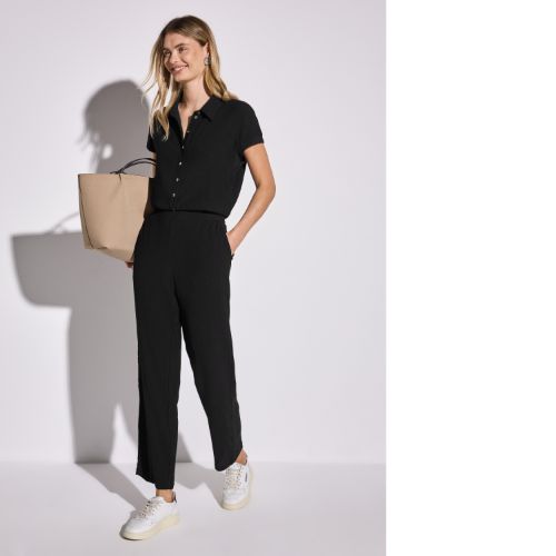 Street One Black Crinkle Jumpsuit
