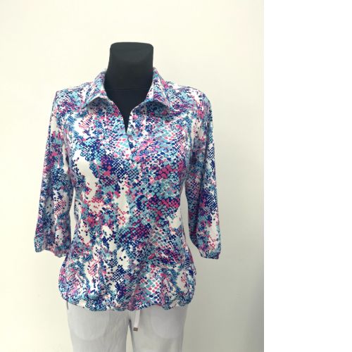 Yew Pink & Blue Print Top