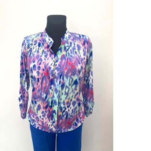 Yew Button Detail Print Top