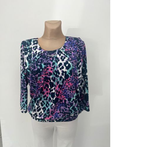 Yew Round Neck Print Top