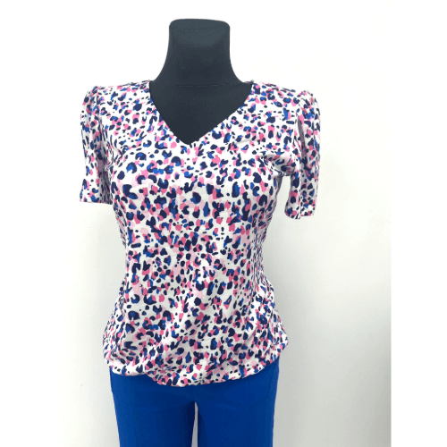 Yew Pink & Navy Print Top