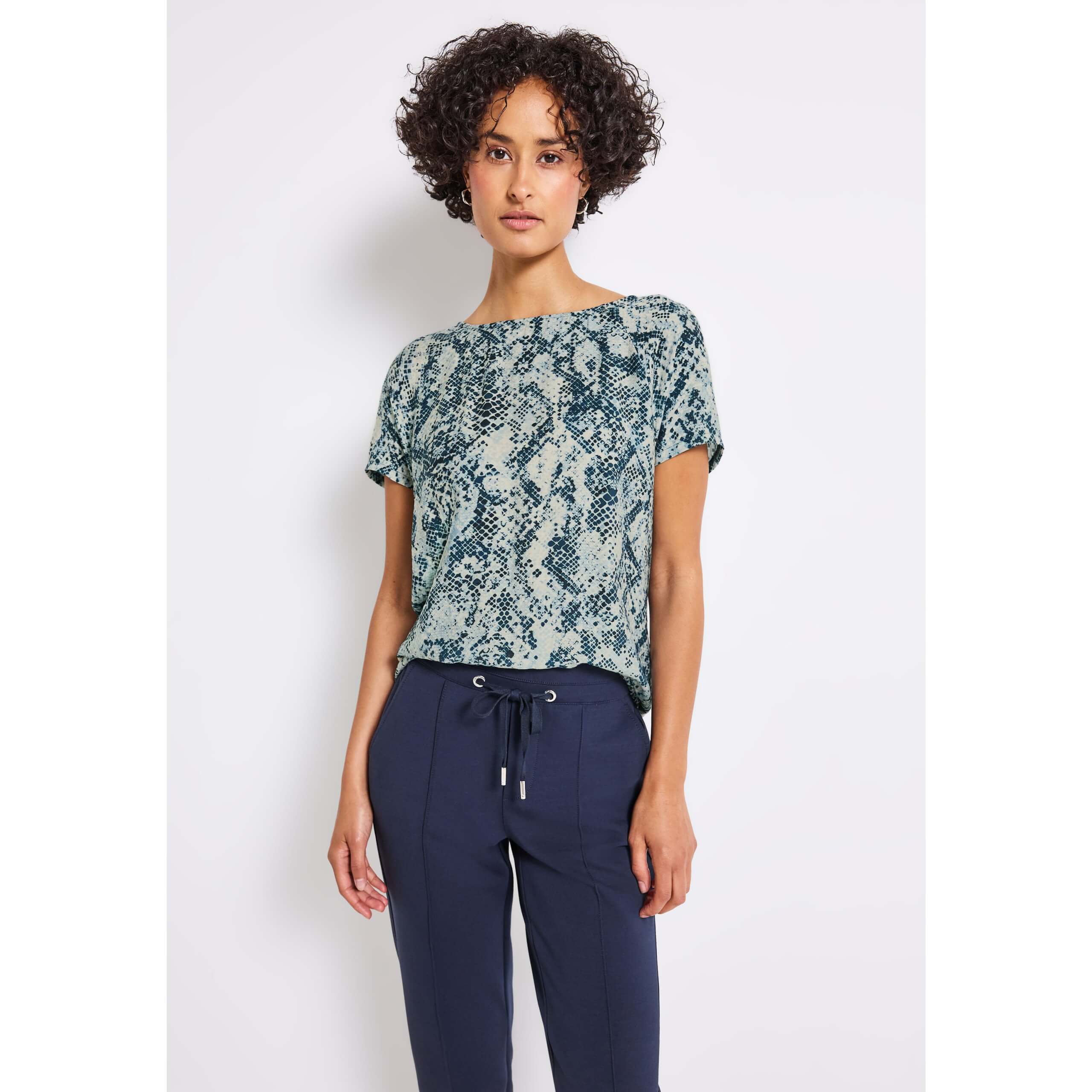 Street One material mix snake print top - Image 3